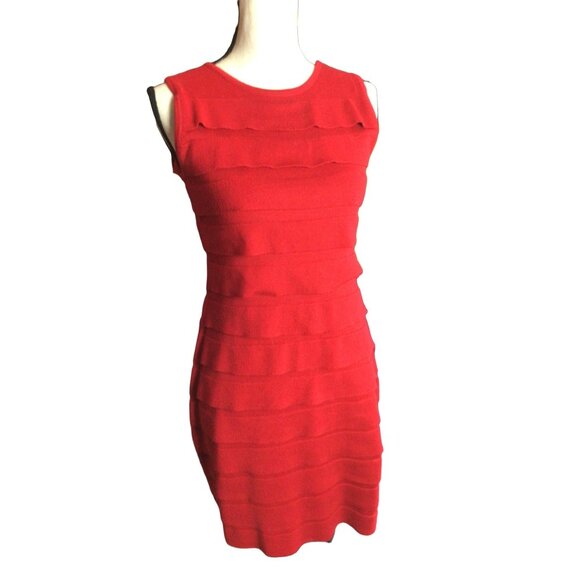 Calvin Klein Tiered Dress * Size 6 ? * Red Cotton *VGC - Picture 1 of 6